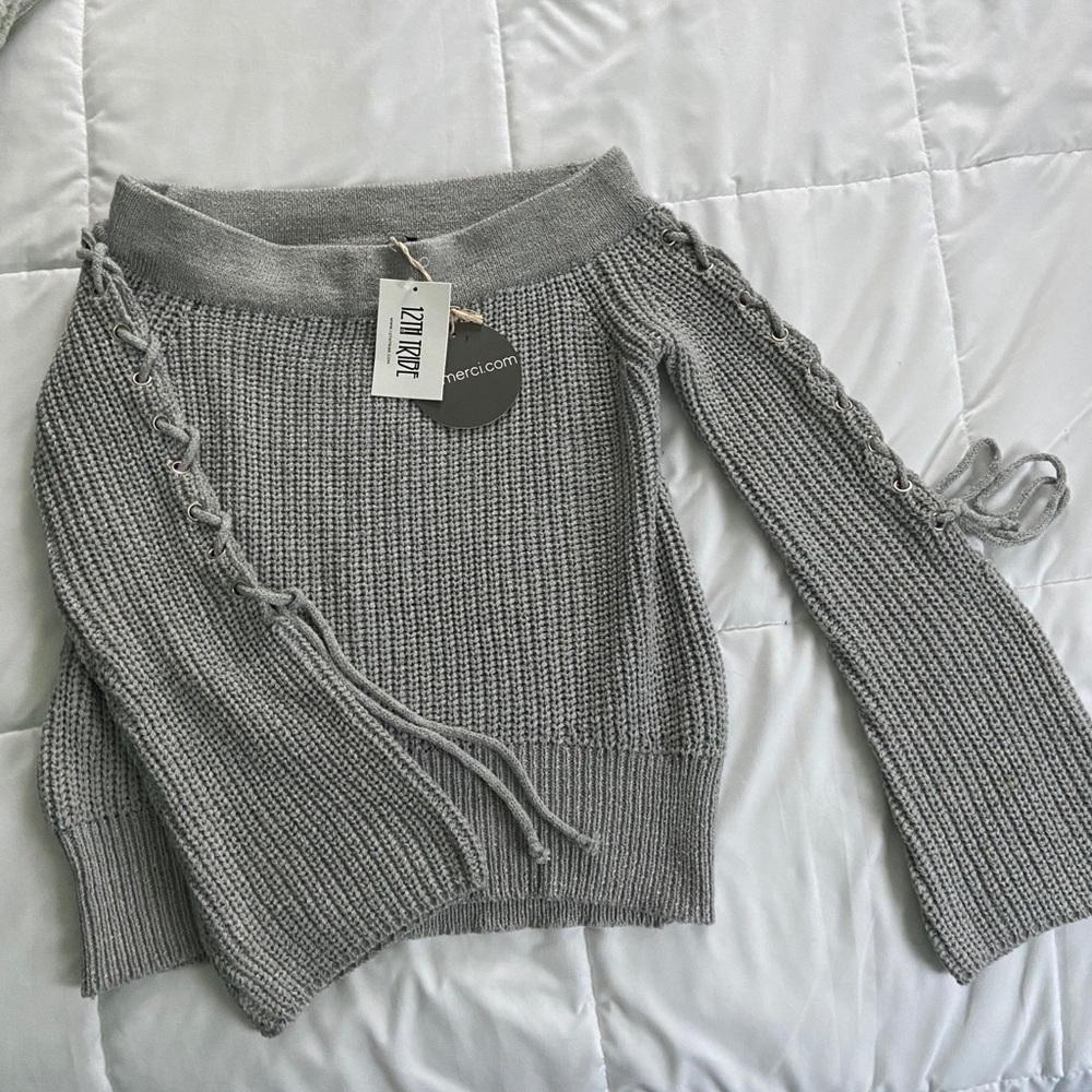 Gray off the shoulder sweater